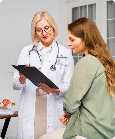 Female doctor with patient